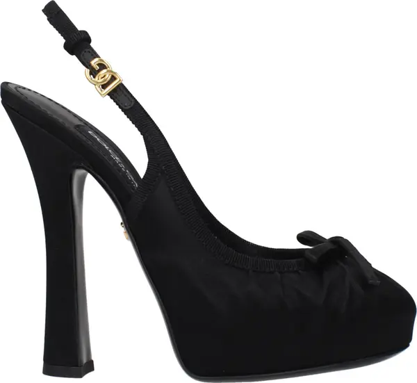Black Satin High Heel Pumps
