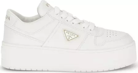 White Calf Leather Bos Taurus Platform Sneakers