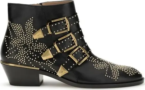 Black Calf Leather Bos Taurus Ankle Boots