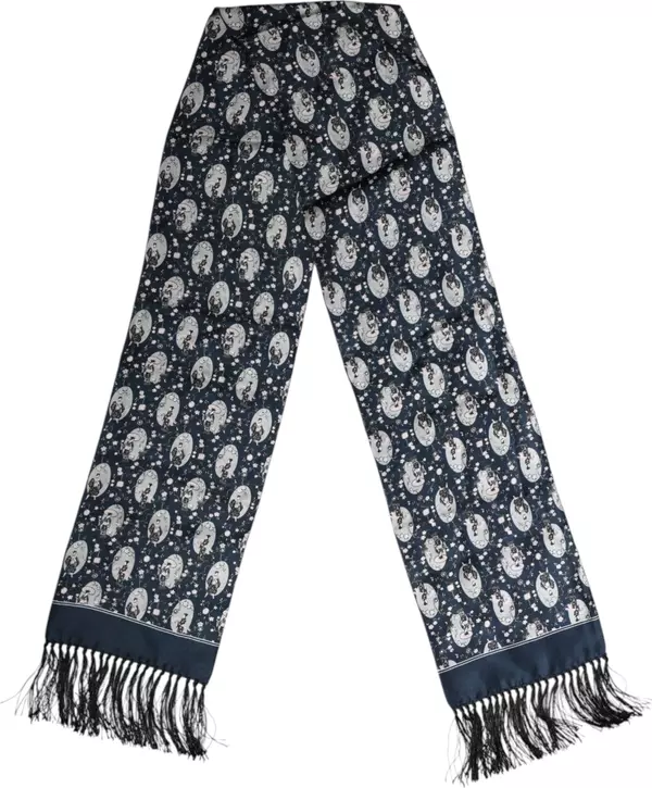 Navy Blue Silk Neck Wrap Shawl Men Scarf