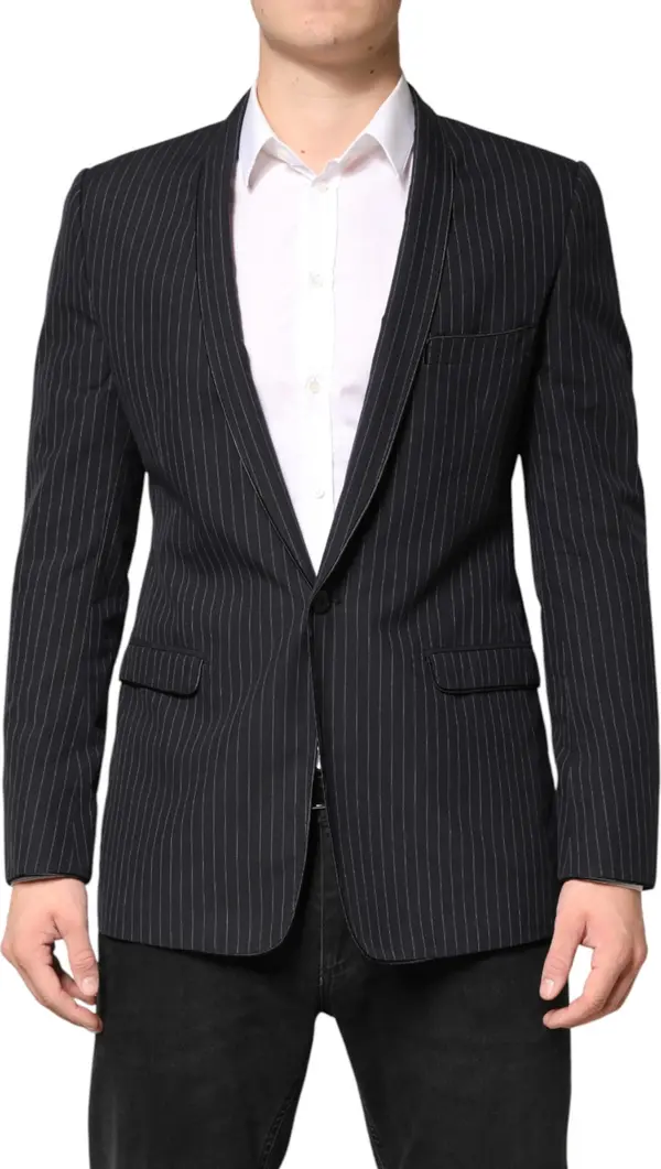 Black Stripes 1 Button Suit Jacket Blazer