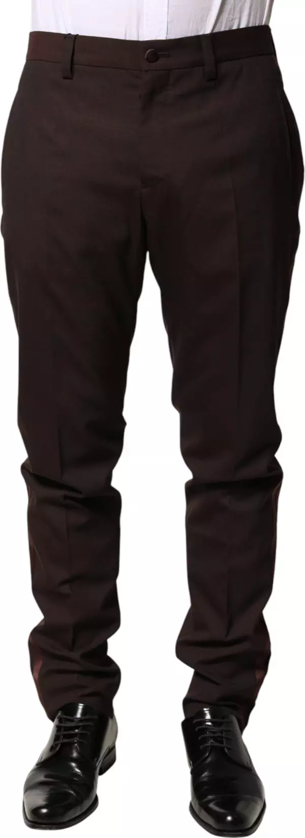 Brown Polyester Men Dress Trousers Pants