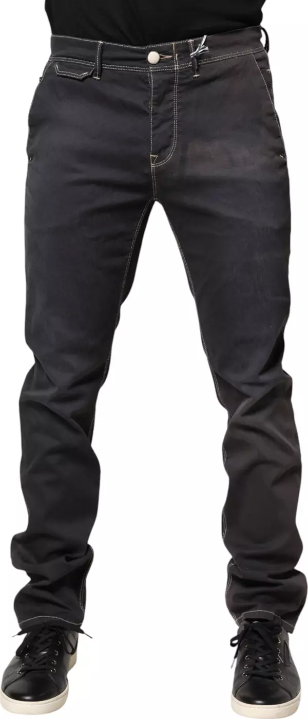 Dark Gray Mid Waist Skinny Fit Men Denim Trouser Jeans