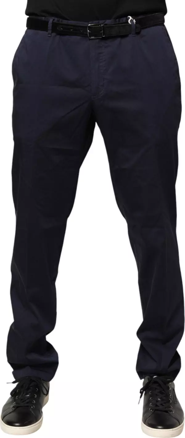 Navy Blue Skinny Chino Mid Waist Men Pants