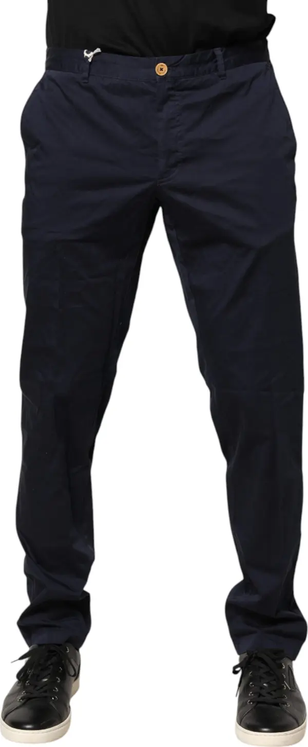 Navy Blue Skinny Chino Mid Waist Men Pants