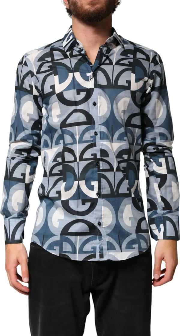 Blue MARTINI Long Sleeves Casual Logo Shirt