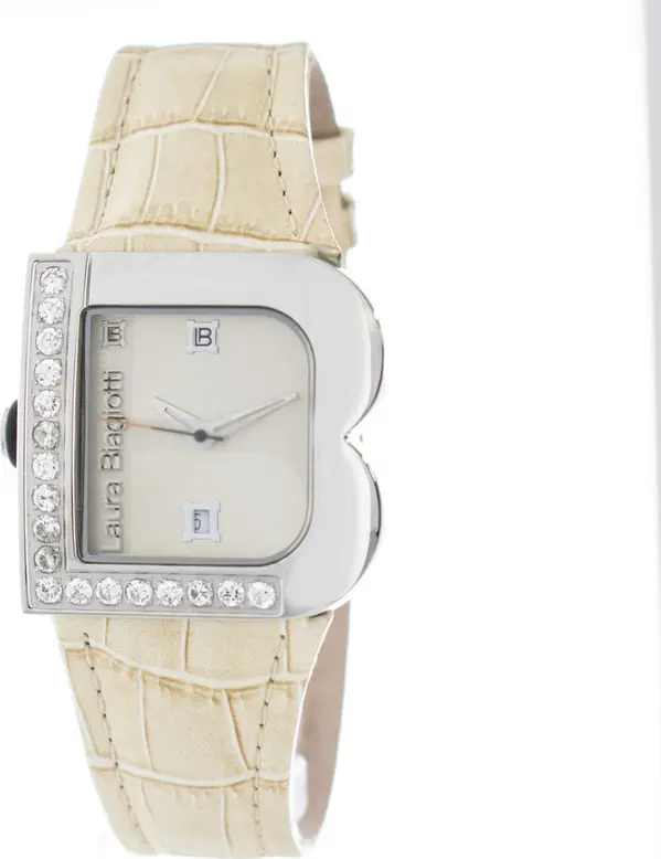 Beige Stainless Steel Dress Watch
