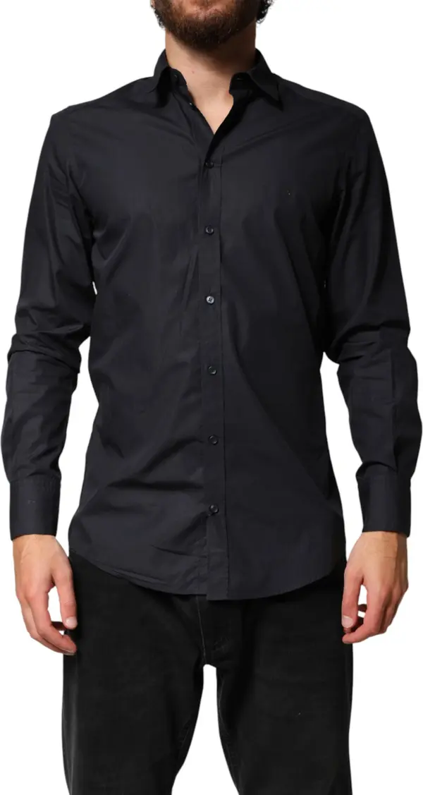 Black Cotton Long Sleeves Dress Formal Shirt
