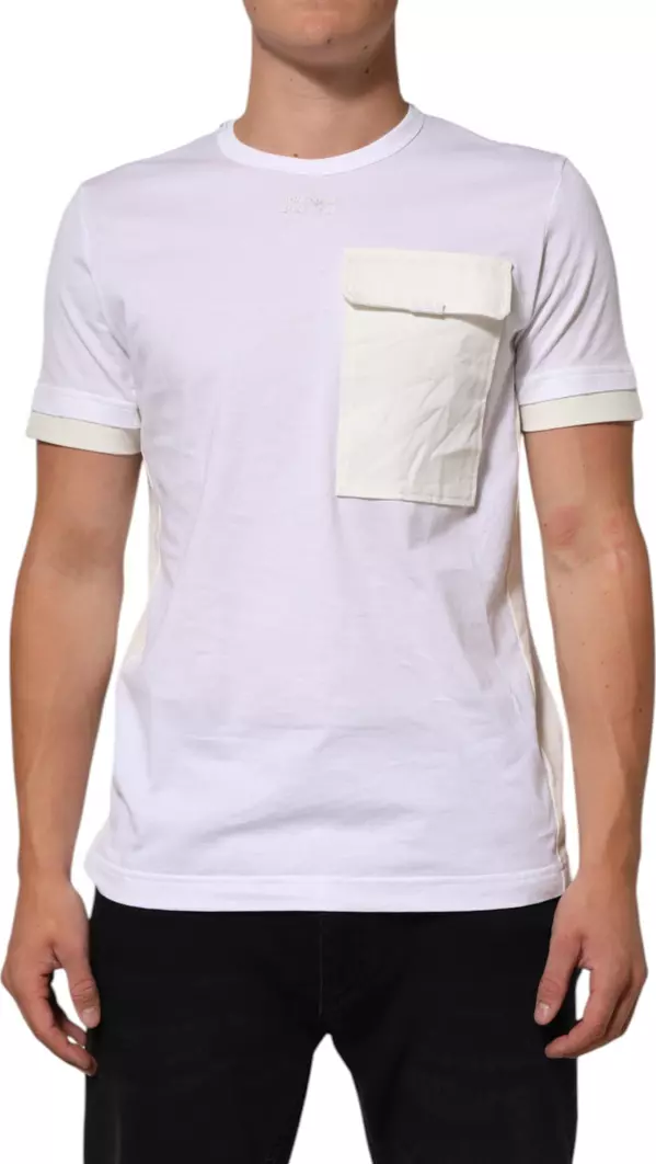 White Cotton Pocket Short Sleeves T-shirt