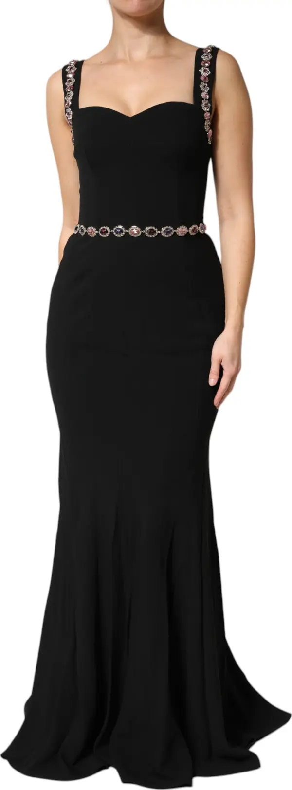 Black Embellished Sheath MermaidGown Dress