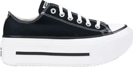 Black And White Fabric Platform Sneakers