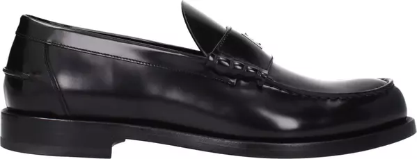 Black Leather Slip-On Loafers