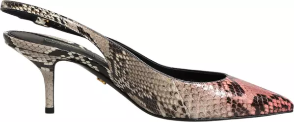 Multicolor Leather Heels Slingback Shoes
