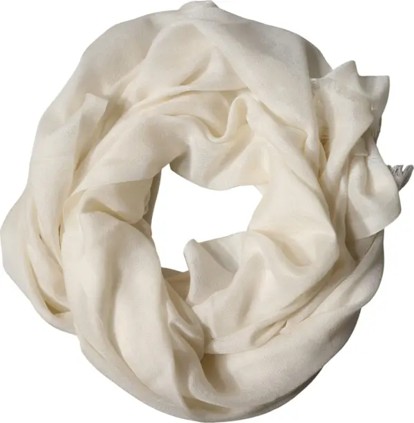White Cashmere Knit Neck Wrap Shawl Scarf