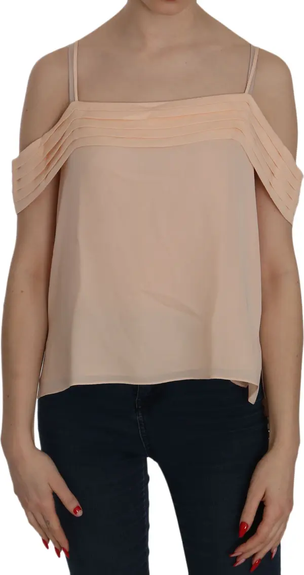 Orange Off Shoulder Strap Square Neck Top Blouse