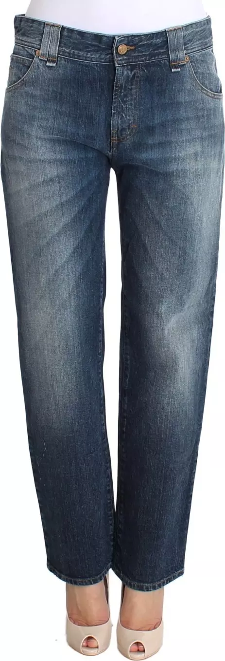 Blue Wash Relaxed Fit Cotton Stretch Denim Jeans