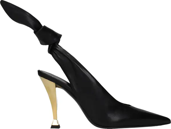 Black Leather High Heel Pumps