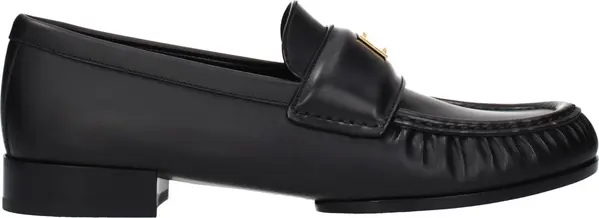 Black Leather Slip-On Loafers