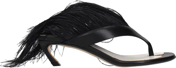 Black Leather Flip-Flop Sandals