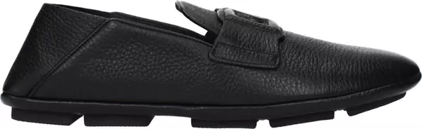 Black Leather Slip-On Loafers