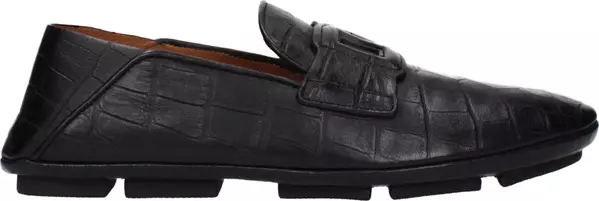 Black Leather Slip-On Loafers
