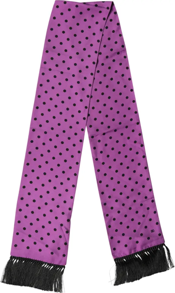 Violet Polka Dot Fringes Neck Foulard Scarf
