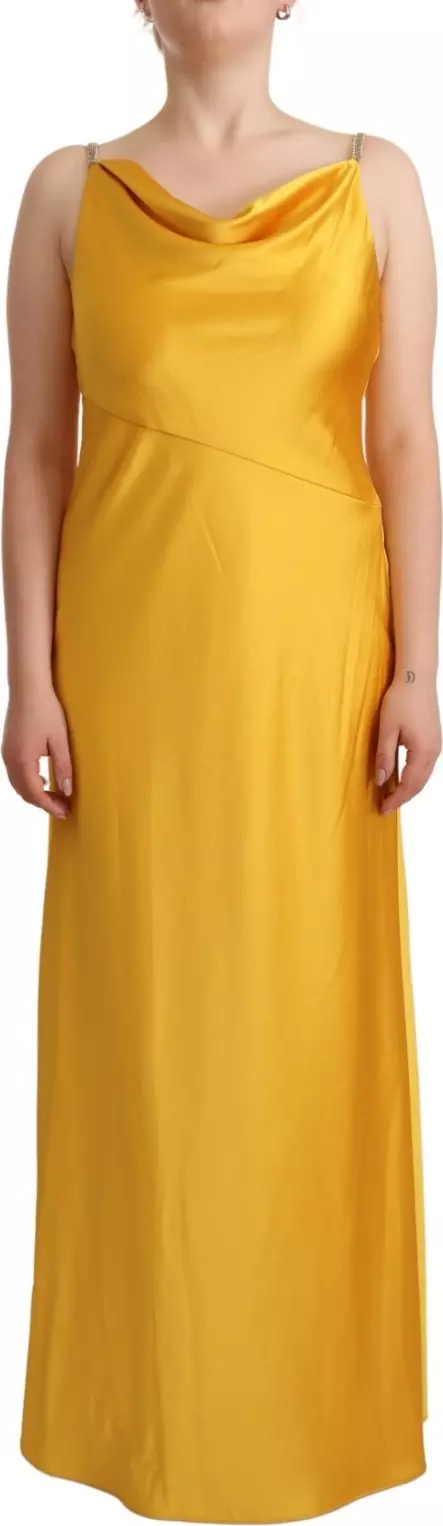 Yellow Sheath Sleeveless Long Gown Women Dress