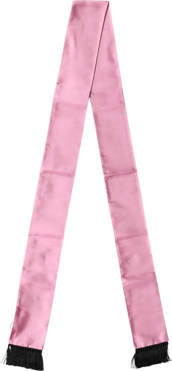 Pink Silk Fringes Neck Wrap Foulard Scarf