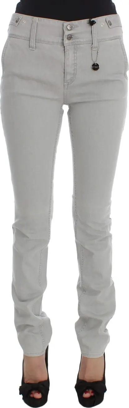 Pants Gray Cotton Blend Super Slim Fit Jeans