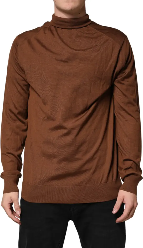 Brown Cashmere Turtle Neck Pullover Sweater