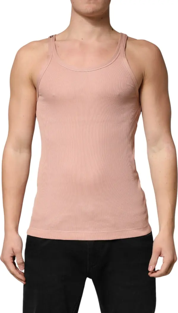 Pink Sleeveless Round Neck Tank Top  T-shirt