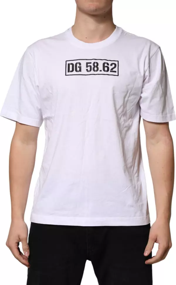White Graphic Cotton Men Crew Neck T-shirt