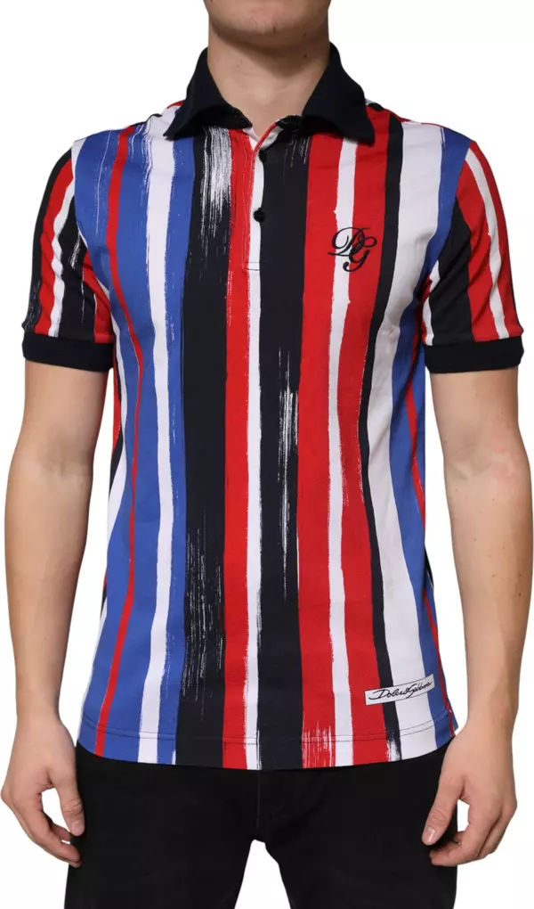 Multicolor Stripes Cotton Men Polo T-shirt