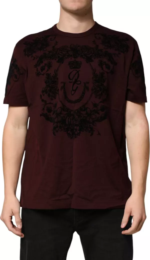 Maroon DG Crown Floral Crewneck Men T-shirt