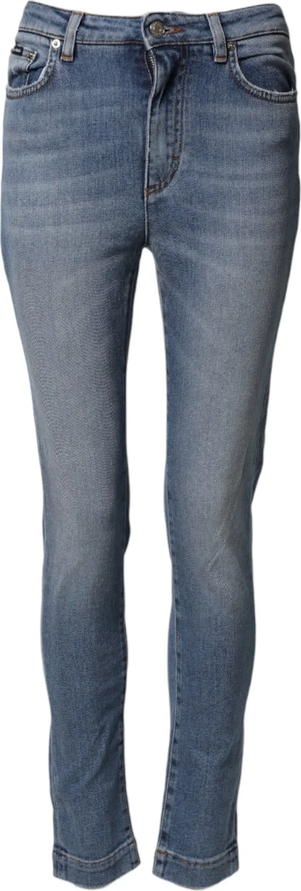 Blue Washed Cotton Skinny Denim Trouser Jeans
