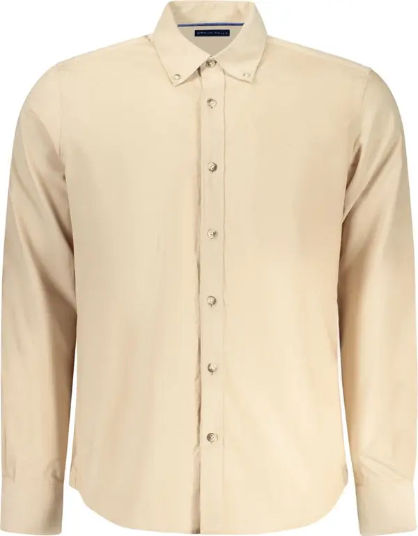 Beige Cotton Men Shirt