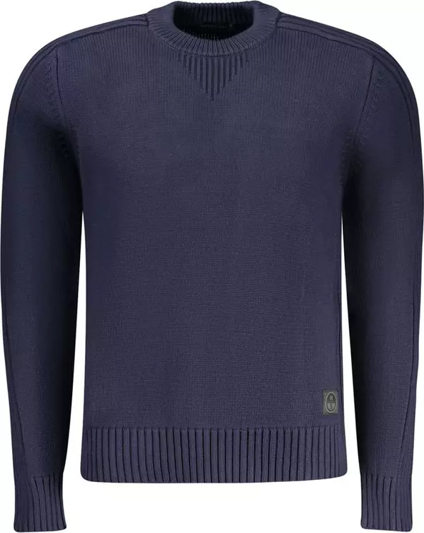 Blue Cotton Men Sweater