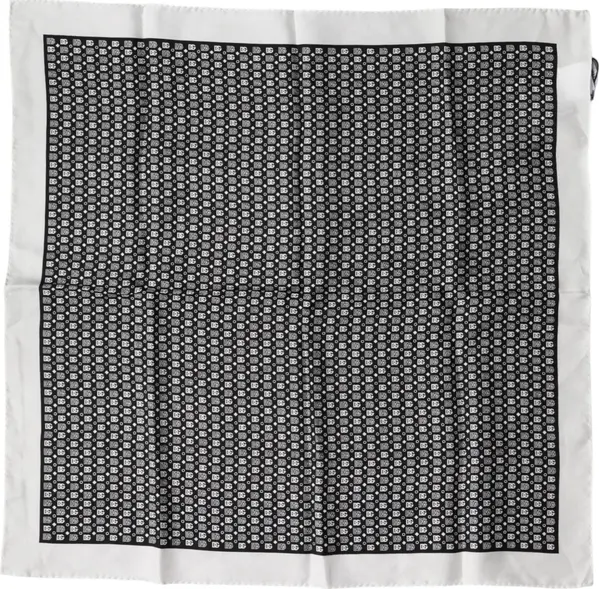 White Black Patterned Square Foulard Scarf