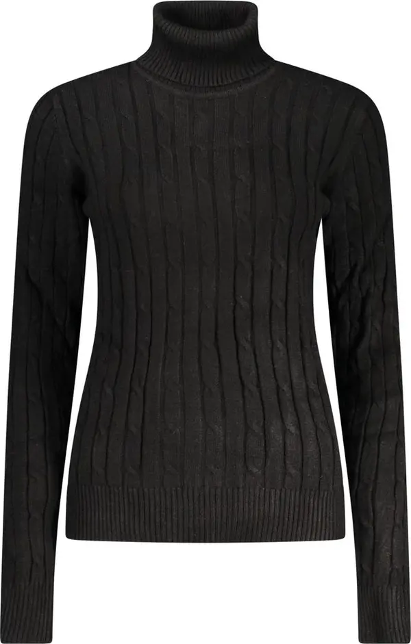 Black Viscose Women's Turtleneck Sweater