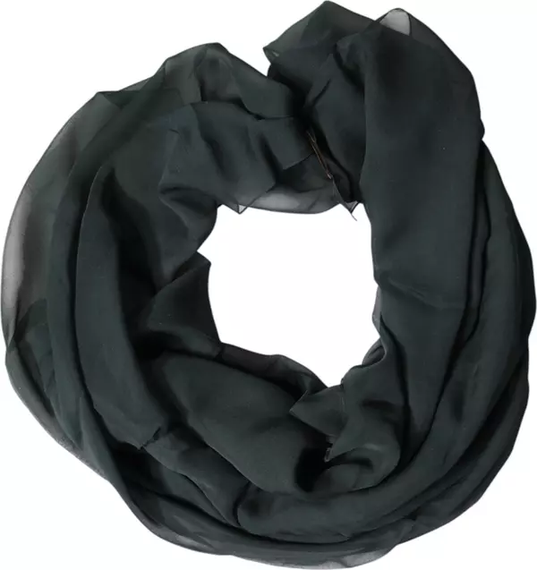 Dark Green Silk Neck Wrap Foulard  Scarf