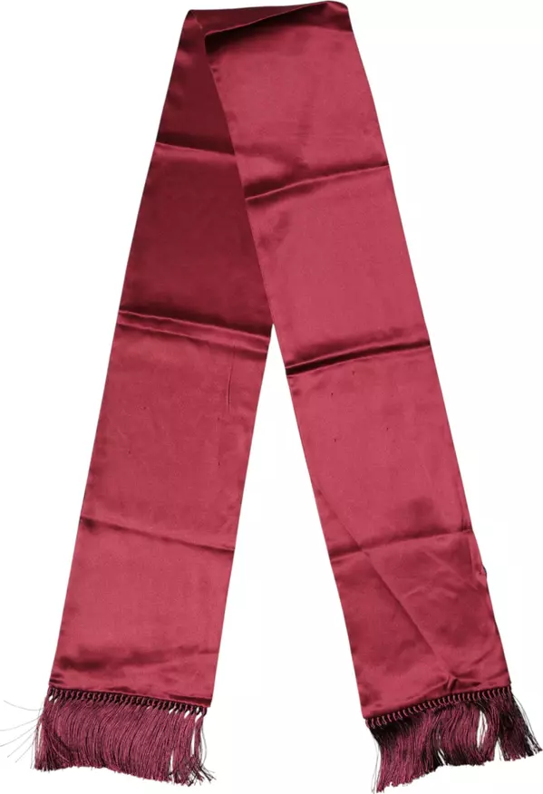Red Satin Silk Fringes Neck Foulard Scarf
