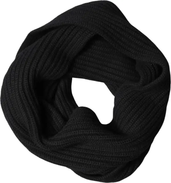 Black Cashmere Knit Neck Wrap Shawl 202cm x 26cm Scarf