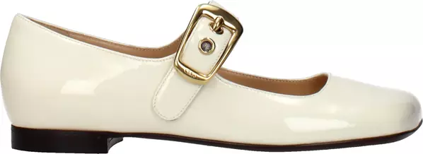 Beige Leather Ballet Flats