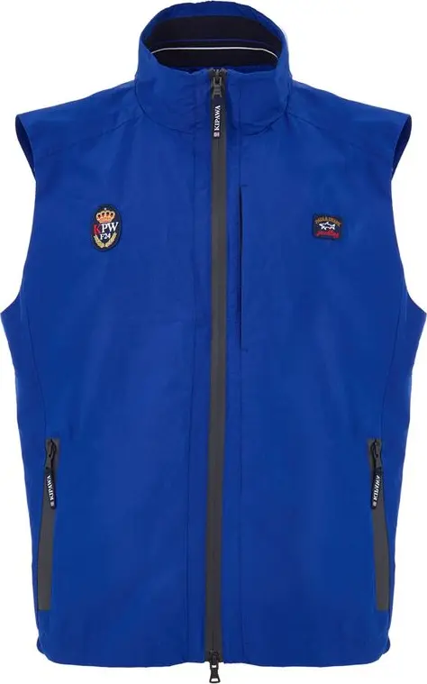 Blue Polyester Sleveless Jacket