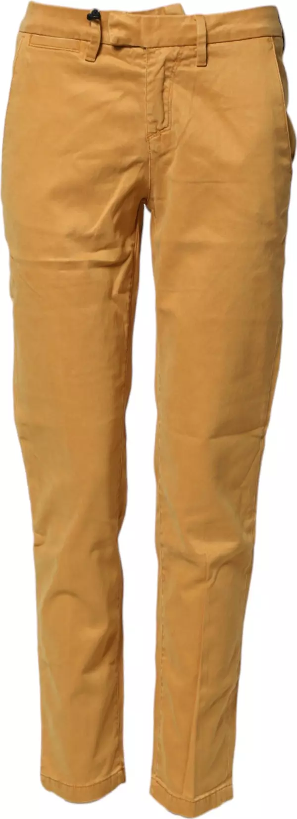 Beige Tapered Mid Waist Chino Casual Trouser Pants
