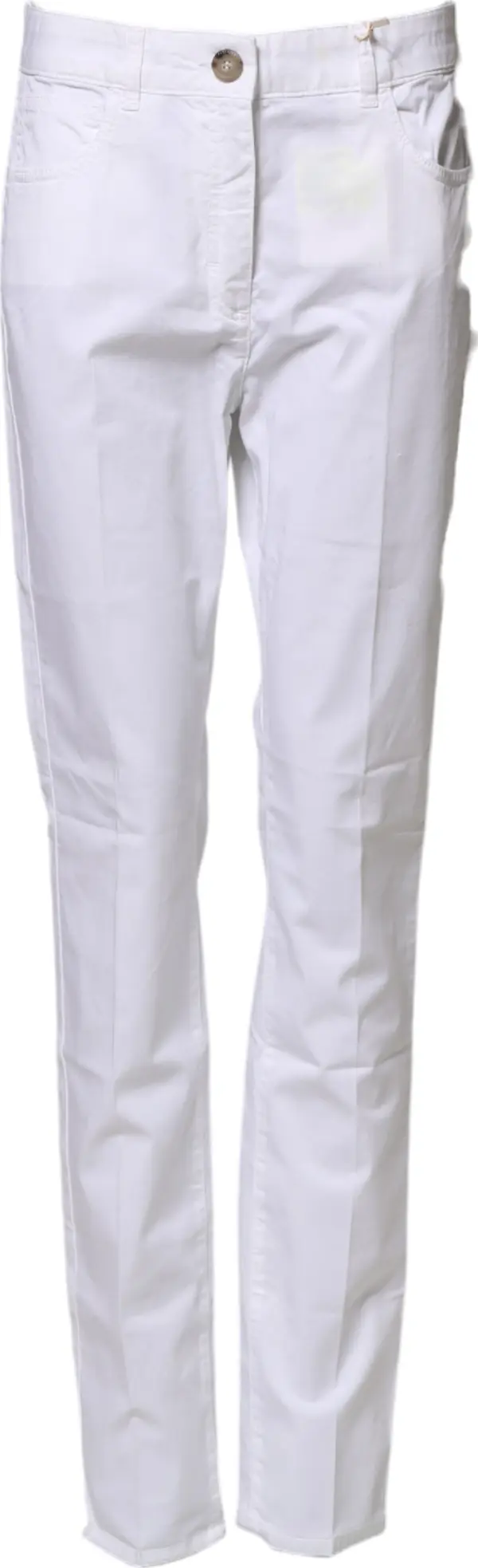White Cotton Skinny Mid Waist Chino Trouser Pants