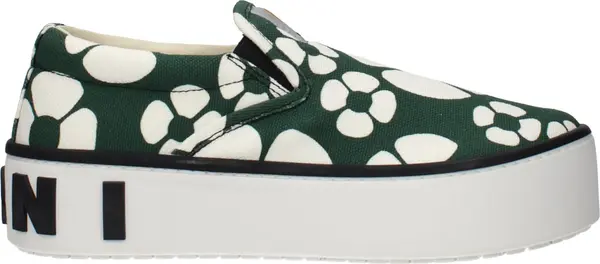 Green Fabric Slip-On Loafers