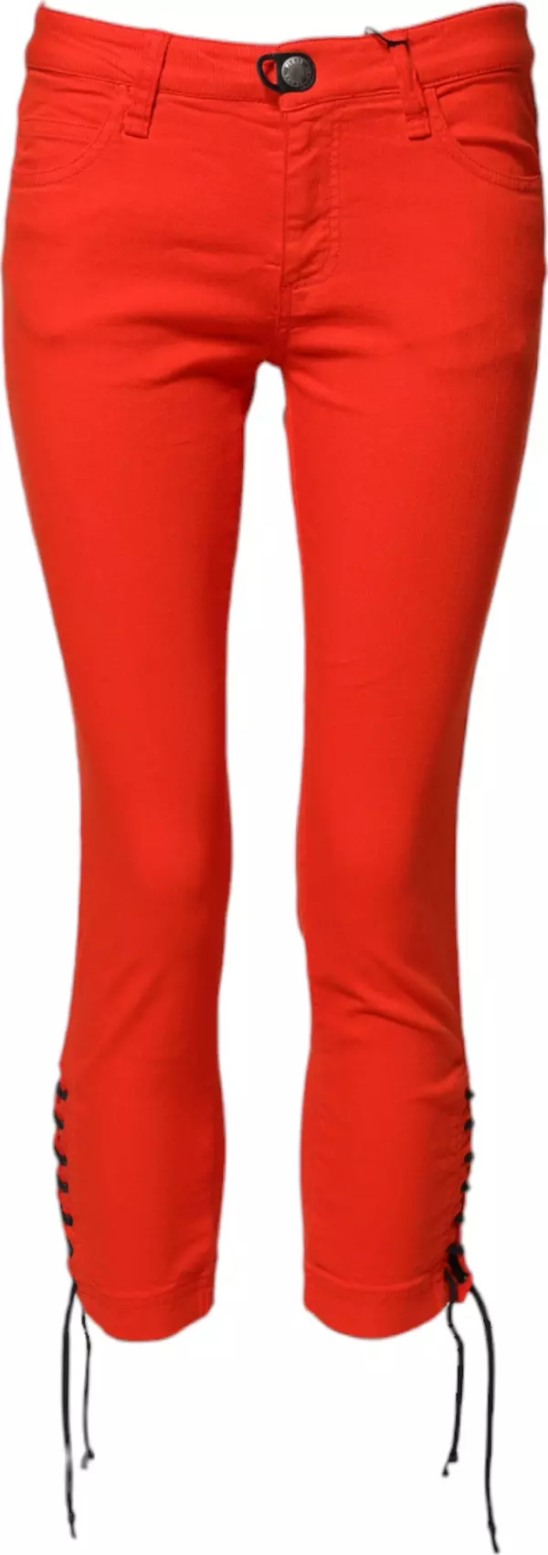 Red Mid Waist Skinny Cropped Trouser Jeans
