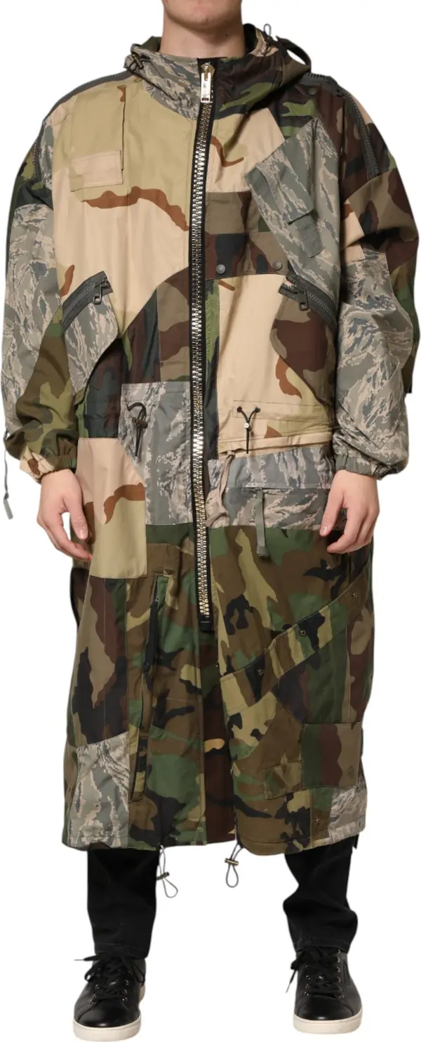 Multicolor Camouflage Hooded RainCoat Jacket