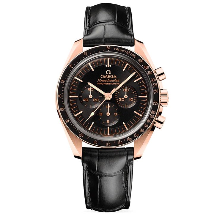 Omega Speedmaster Moonwatch Professional Sedna Gold on Leather Strap 42mm